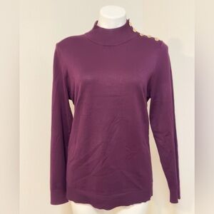 Calvin Klein Plum Mock Neck Long Sleeve Knit Top